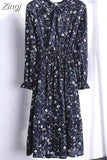 Chiffon Shirt Dresses Long Sleeve Polka Dot Office Vintage Dress 2023 Women Summer Casual Midi Floral Dress