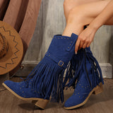 Boots Retro Autumn And Winter New Rivet Belt Buckle Mid-Clinic Martin Boots Large Size Women's