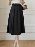Women's Skirts High Waist Sweet Girl's Mid-calf Skirt Solid Skirts for Women Vintage Long Fashion 2023 Kawaii Summer Women