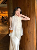 Xixi 2025 Summer New Korean Version Of The Temperament With Chiffon Sleeveless Shirt Women's Top
