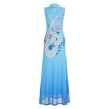 Purple Rhyme Abstract Print Dress New Chinese Style Improved Cheongsam Dress Sleeveless Body New Long Dress