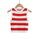 Summer New Top Sleeveless Short Knitted Vest Female