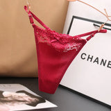 Thong Trousers Low-Waist Hot Lace Perspective Without Trace Elastic Cotton Seduction Hollow Adjustable
