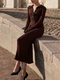 And Winter French Color Repair Knitted Dress Long Dress Elegant Women's
