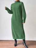 Women's Sweater Skirt Fashion Jacket High-Necked Long-Sleeved Knitted Skirt Solid-Colored Inside