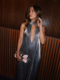 Women's Clothing Tupling Metal-Sensitive Solid-Colored Dress With No Clen Lines
