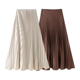 Women's Clothing Simouflide Stew Stew Stew Folding Skirt High Waist-Hanging Long