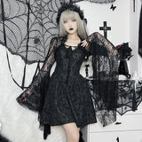 Temperament Dark Jacket Female Sexy Thin Cos Horn Sleeve Lace