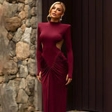 The Autumn Of 2025, The New Women's Clothing Solid-Colored Long-Sleeved High-Collar Temperament Is Folded And