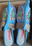 Zingj Ethnic Style Summer Ladies Embroidered Cloth Art Slippers Embroidered Cloth Shoes