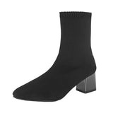 Children 2025 Autumn And Winter Women's Shoes With Elastic Short Boots Women Thick And Pointed Net Red Flying Boots