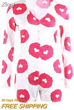 Hot Sale Women Sexy Stretchy Pajamas Long Sleeve V-Neck Pineapple Star Heart Printed Bodycon Summer Lady Jumpsuit
