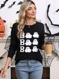 And Winter New Sweater Women's Halloween Element Embroidered Casual Round Collar Long-Sleeved