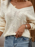 Women's Sweater Tying Back Hollow Knitted V-Neck Top