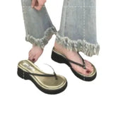 Flip-Flops Women Wear 2025 Summer Fashion Round Head Thick-Soled Casual Slippers With Skirt Temperament Women's