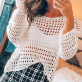Hollow Bikini Burqa New Hot White Knitted Loose Beach Blouse