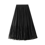 Retro Folded Fairy Net Yarn Half-Dress Skirt Dress Autumn 2025 High-Rise Slim Long Skirt