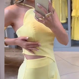 Zingj New 2024 Summer Fashion Sexy Hollow-Back Solid Color Wide-Leg Jumpsuit-Outfit