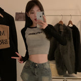 Zingj Embroidered Long-Sleeved T-Shirt Women's Fall 2024 New Slim Show Slim Design Sense Short Student Bottom