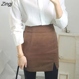 Mini Skirts Women High Waist Side-slit Korean Style Slim Trendy Elegant OL Chic All-match Female Bottom Popular