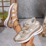 New Slope Hedley Sandals Bag Head Hollow Breathable Female Large Size Loose Cake Thick-Soled Magic Stick Casual