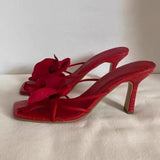 Wind-Red High Heels Women 2025 New Flower Clip High Heels Slippers Summer Dress High Heel Cool