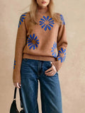 Flower Color Design 2025 New Autumn And Winter Leisure Knitted Sweater Top Long-Sleeved Female