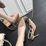Sandals Women 2025 Spring New Pointed Fairy Style Naked Color After The Empty Buckle With Fine High