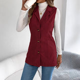 Autumn And Winter Leisure Single Buckle Suit Neck Lint Vest Coat Women's