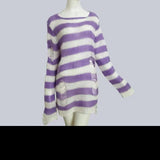 Zingj Version Of The Hollow Hole In The Long Sweater Female Lovers Stripes Loose Color Dark Versatile Knit Niche-Outfit