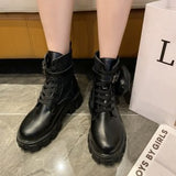 Fashion Pocket Mid-Clinity Thick Bottom Martin Boots Casual Big-Size