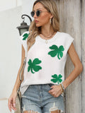 Summer New Loose Women's Dress Maple Leaf Embroidered Round Collar Short-Sleeved Knitwear