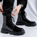 Zingj Boots Men's British Boot Men's 2023 Bright Leather Work Leather Shoes