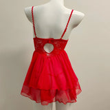 You Roses 2025 New French Pyjamas Women Net Yarn Sexy Pajamas Pure Desire Slinging Small Bosom Pyjamas