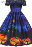 Dress Christmas Costume Women Lace Short Sleeve Hight Waist Vintage Evening Party Prom Casual