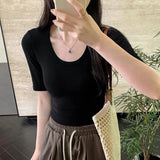 Thin Half-Sleeved T-Shirt Women's Summer 2024 New Fashion Style Design Minority Lazy And Relaxed