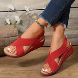 Asia Hollow Cross With Thick-Soled Sandals Women Magic Sticker Pure Light Slope And Beach Cool
