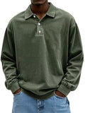 New Men's Casual Long-Sleeved Button-Down Shirt Polo