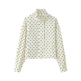 Women's Clothing Explosion Wave Point Print Long-Sleeved Work Jacket