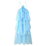 Women's Explosive Flowers With Folded Backs Hanging Neck