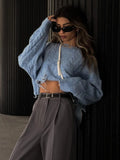 And Winter Lazy Tattered Loose Short Sweater Women's Hair Side To Make Old Brocing Woven Loose Velvet Long-Sleeved
