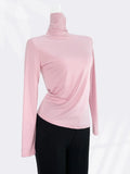 Zingj Cotton Super Soft Pendant Pile Collar Bottom Shirt Female Spring With A Slim Solid Color High Collar Long Sleeve