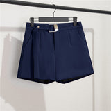 Zingj Photo Suit Shorts Female 2024 Summer New High Waist Loose Blue Five Split Pants Straight Tube Hong Kong Flavor Casual