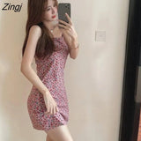 Dress Women Mini Summer Slim Sexy 3 Colors Floral Retrto Leisure Ladies Streetwear Hot Sale Soft Fashion Vestidos
