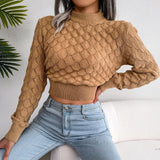 Wind Shooting 2025 Autumn And Winter Three-Dimensional Rhumus Long-Sleeved Umbilical Knitted Sweater Women's