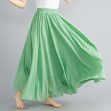 Women's Literature And Art Large Cotton Tamples Skirt Tight Waist A-Shaped Skirt Long Solid National Style Skirt 24