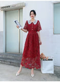 Dress Women's New Sweet Collar Collar Buckle Repair Medium Long Lace Temperament High-Sense