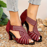 2025 Spring And Summer New Water Drill High Heel Fish Mouth Sandals Large-Size Coarse Fashion Sandals
