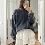 Autumn And Winter New Pure Cotton Water Wash Old Sweater Women In Batik Retro Print Top