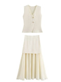 Women's ZA New Multi-Color Button Knitted Vest Vest Half-Skirt